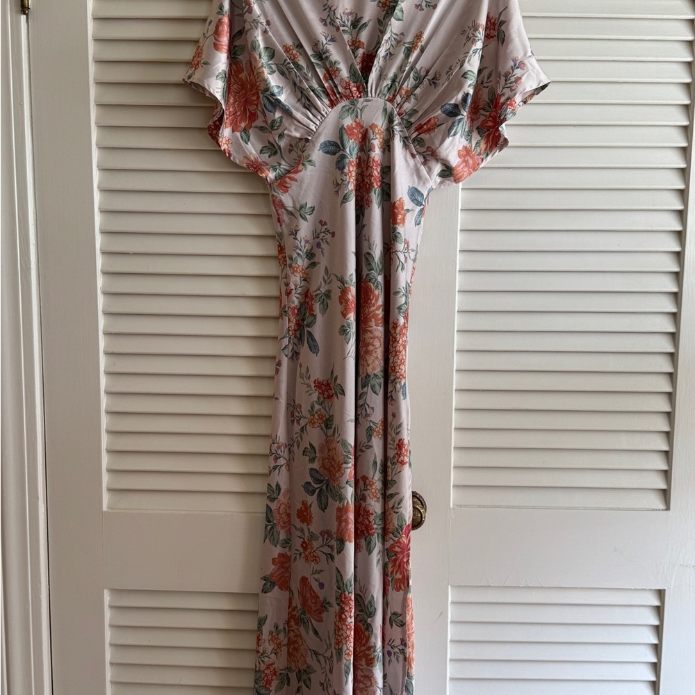 Floral Maxi Dress with Flutter Sleeves // WORK TWICE